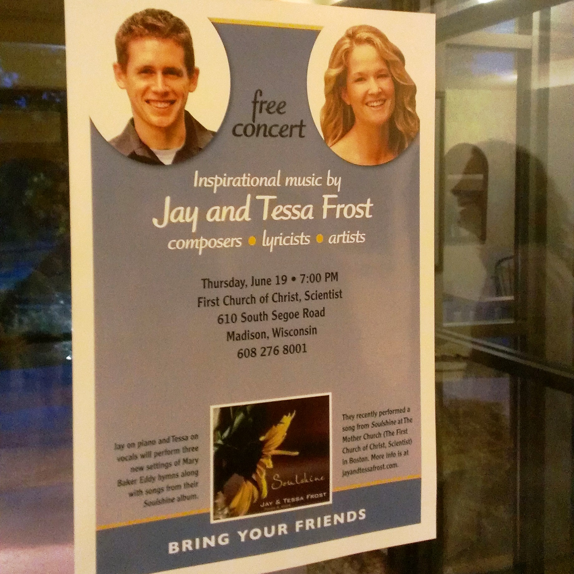 Poster for Jay and Tessa Frost's Madison Concert